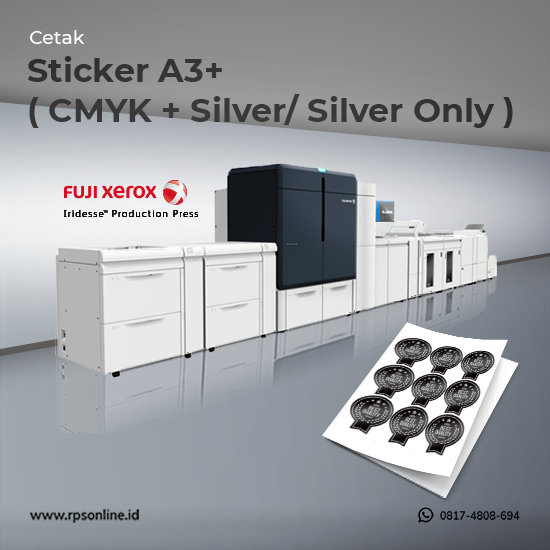 Cetak Sticker A3+  ( CMYK + Silver/ Silver Only )